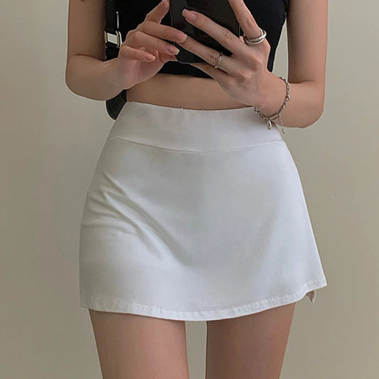 Gothic Women&#39;s Fashion Mini Skirt Y2k Dark Casual Short Skirt Cute Irregular Split Casual Simple High Waist Elastic Sports Skirt