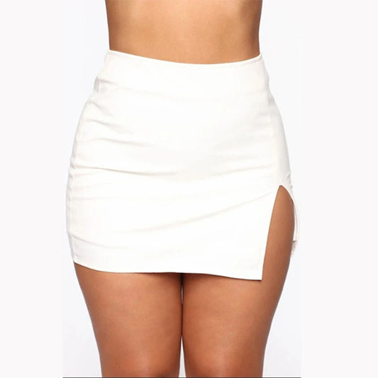 Skirts Womens 2021 Summer Skirts Front Split Package Hips  Mini Skirt Retro Women High Waist Short A Line Skirts Faldas